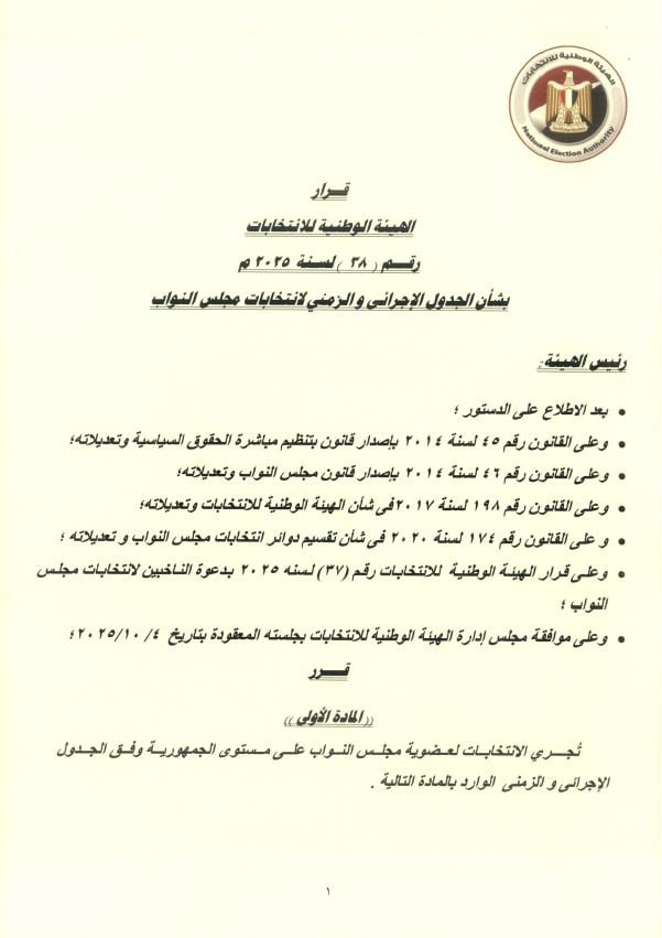 الجدول الزمني لانتخابات مجلس النواب 2025 (4)
