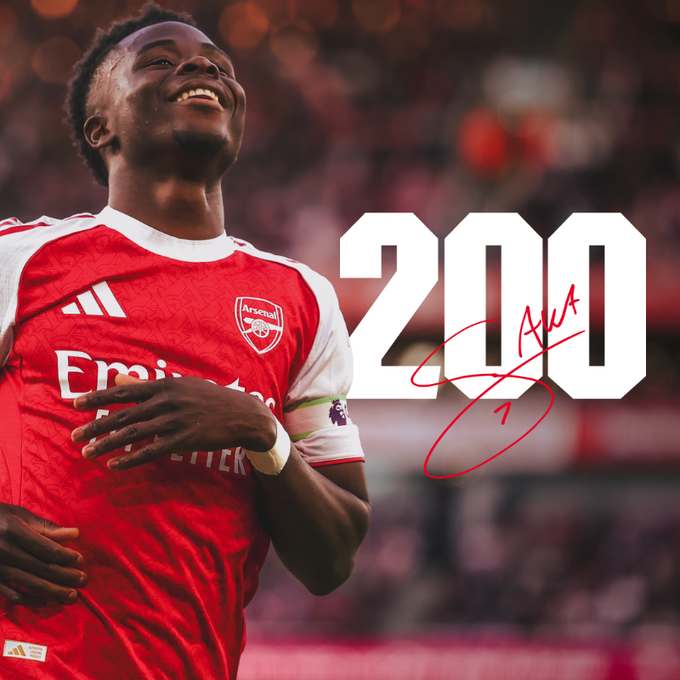 ساكا يخوض 200 مباراة مع أرسنال