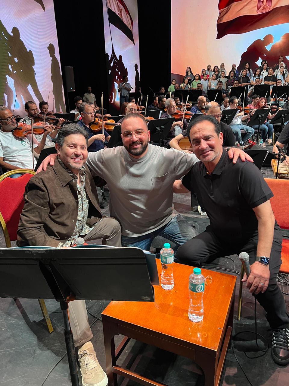 هاني شاكر ومحمد الحلو ومحمد ثروت في بروفة احتفالات أكتوبر بدار الأوبرا (2)