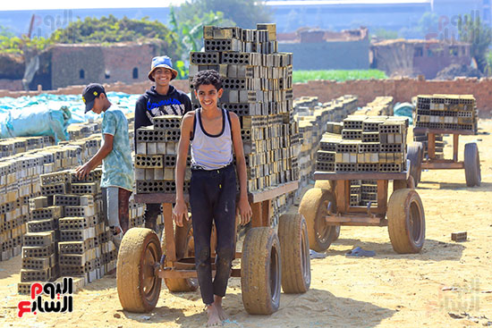 نقل الطوب بواسطة العمال نقل الطوب بواسطة العمال