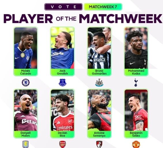 8 لاعبين على جائزة نجم الجولة السابعة في الدوري الإنجليزي