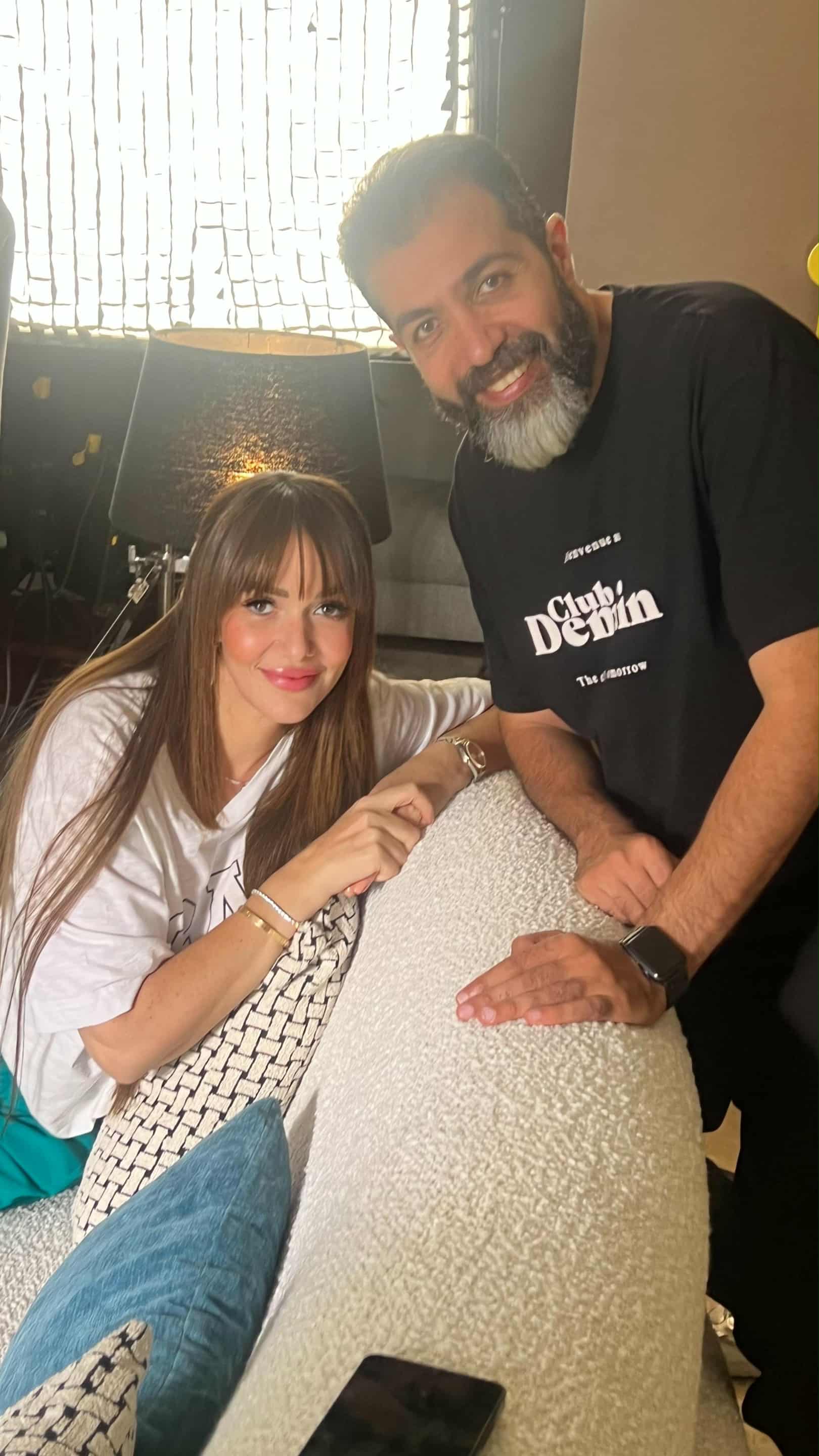 حسناء سيف الدين فى كواليس مسلسل 2 قهوة (4)