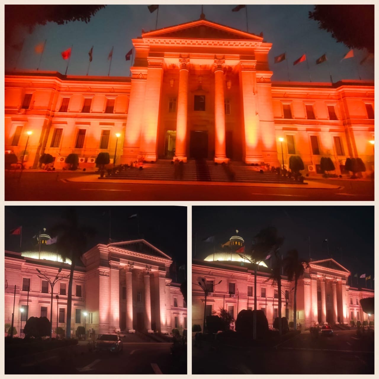 جامعة القاهرة تضيء مبانيها الرئيسية