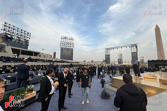 جانب من الاستعدادات قبل انطلاق حفل افتتاح المتحف المصرى الكبير