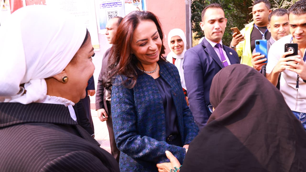 خلال إدلاء وزيرة التضامن الاجتماعي بصوتها في انتخابات مجلس النواب