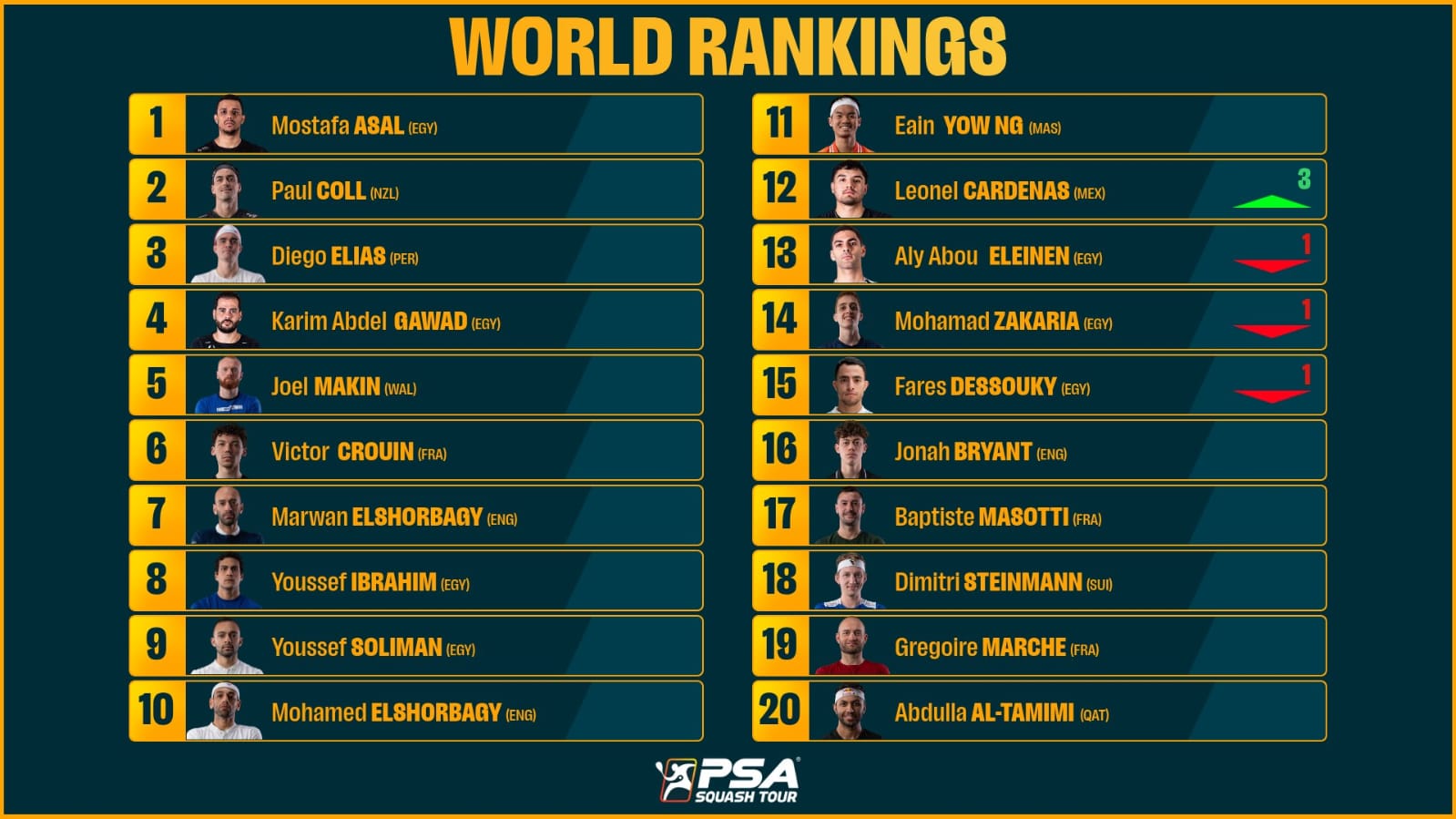 تصنيف رجال الاسكواش تصنيف رجال الاسكواش