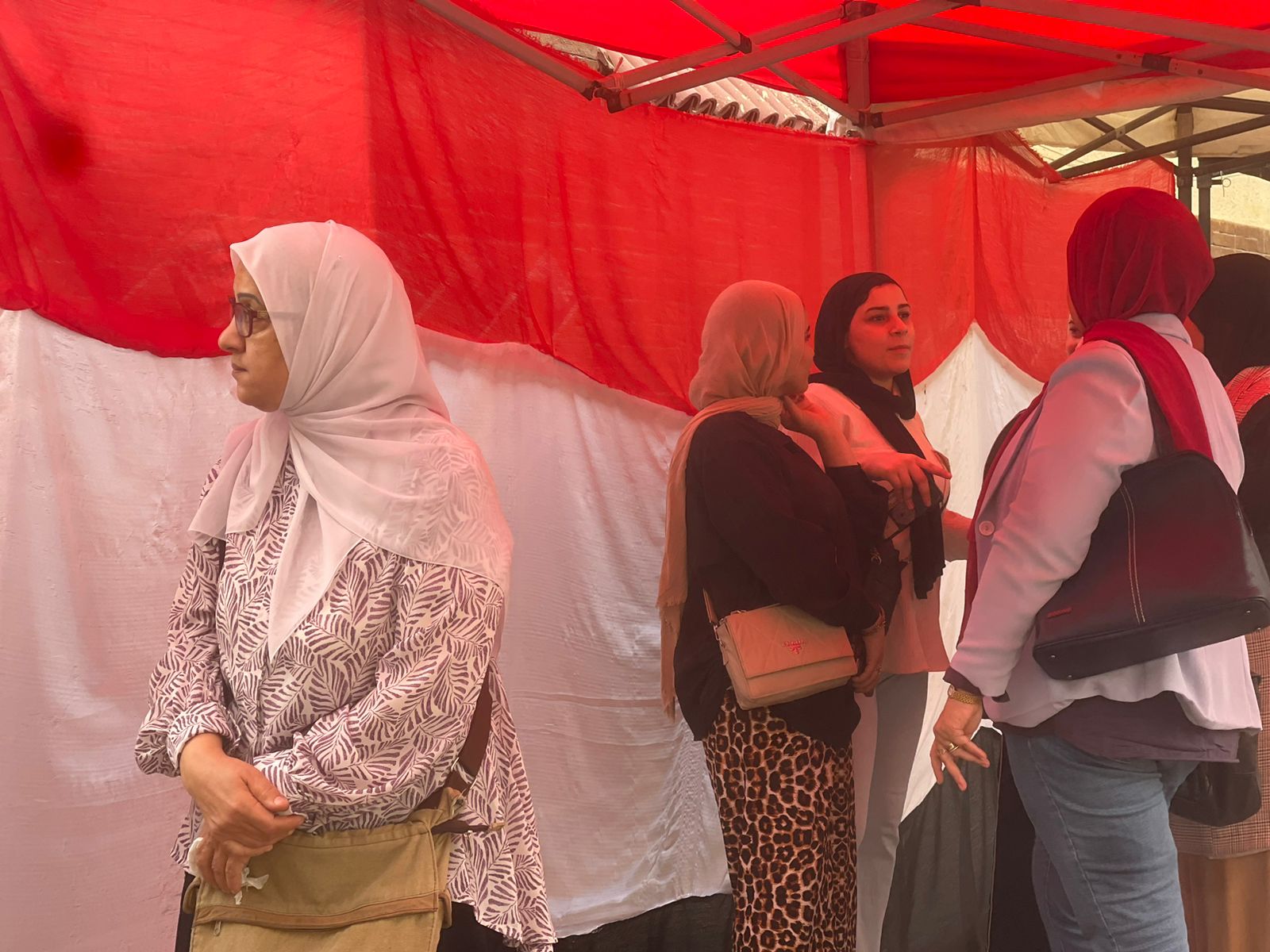 أستاذة جامعية تصل لجنتها الانتخابية بالدقى