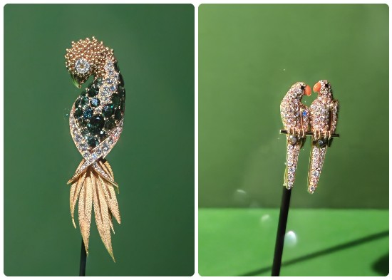 تفاصيل بالغة الدقة لقطع مجوهرات صغيرة على شكل طيور
