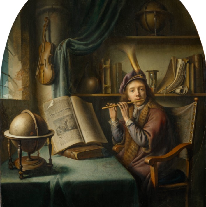 لوحة عازف الفلوت للفنان جيريت دو