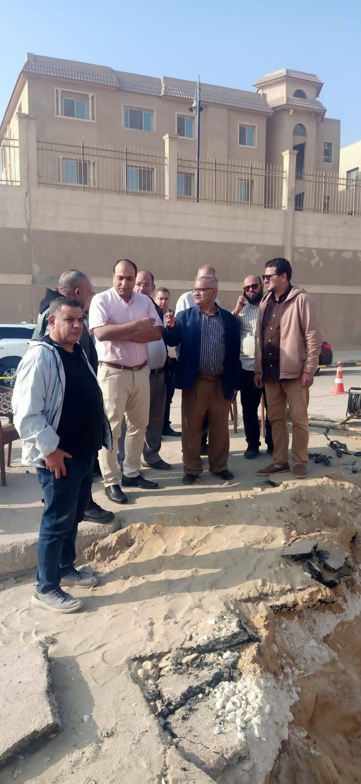 إصلاح كسر خط الحمأة  بمدينة الشيخ زايد