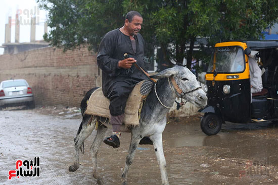 السيول الخفيفة تتشكل على أطراف الطرق الزراعية