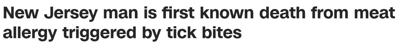 أول حالة وفاة مسجلة لحساسية ناتجة عن لدغة قراد أول حالة وفاة مسجلة لحساسية ناتجة عن لدغة قراد