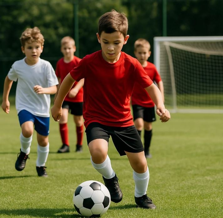 طفل يلعب كرة القدم