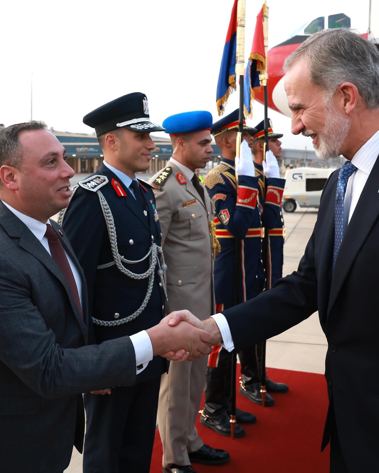 مراسم استقبال ملك اسبانيا في القاهرة