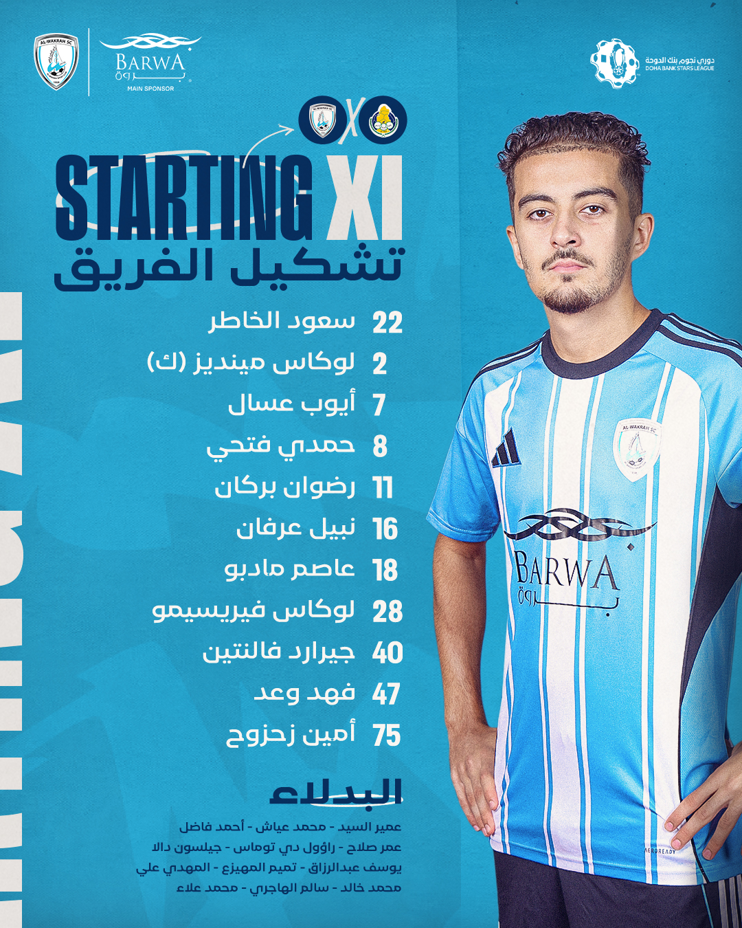 حمدي فتحي اساسيا مع الوكرة ضد الغرافة