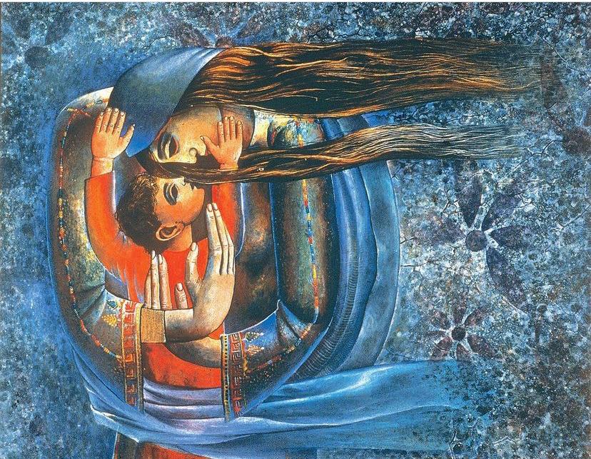 إحدى لوحان الفنان سليمان منصور عن المرأة الفلسطينية