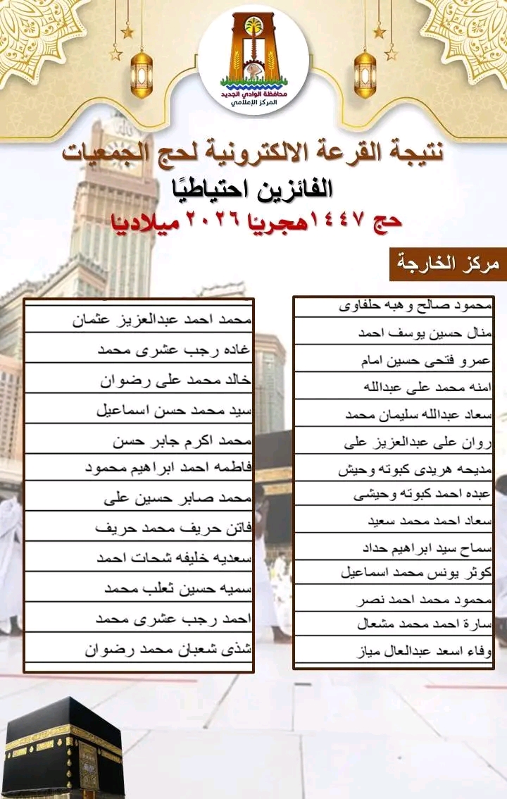 أسماء الفائزين بقرعة حج الجمعيات الأهلية بالوادى الجديد (9)