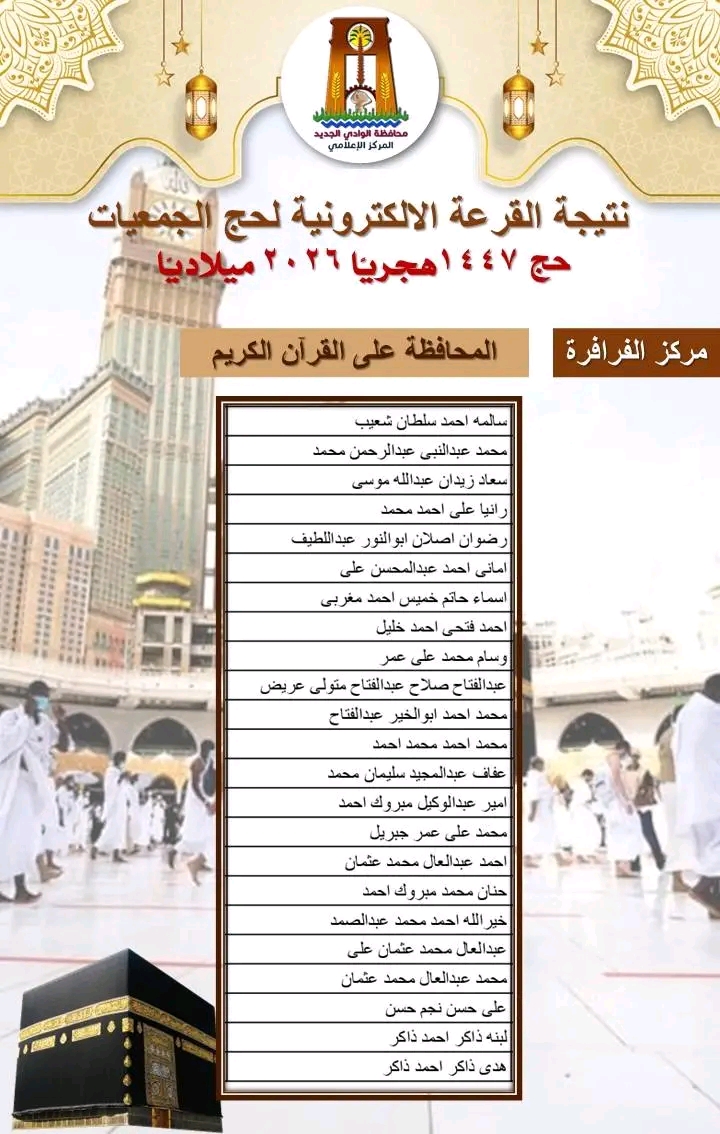 أسماء الفائزين بقرعة حج الجمعيات الأهلية بالوادى الجديد (8)