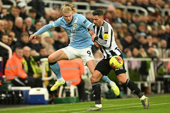 مباراة مانشستر سيتي ونيو كاسل هالاند