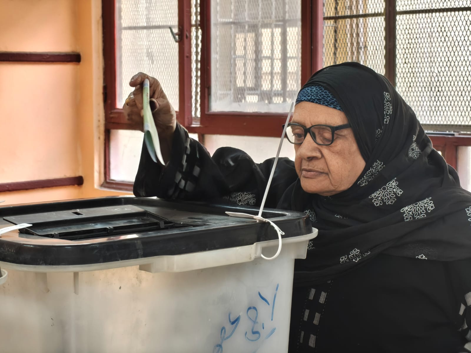 مسنة خلال الانتخابات 