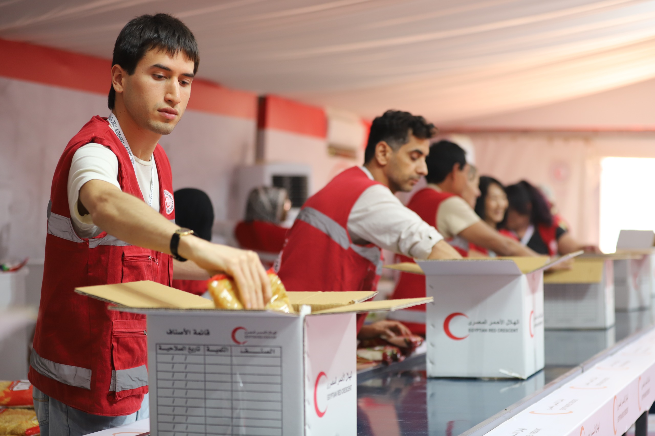 وفد خريجي «سفينة شباب العالم» يشاركون في تعبئة المساعدات لغزة وفد خريجي «سفينة شباب العالم» يشاركون في تعبئة المساعدات لغزة