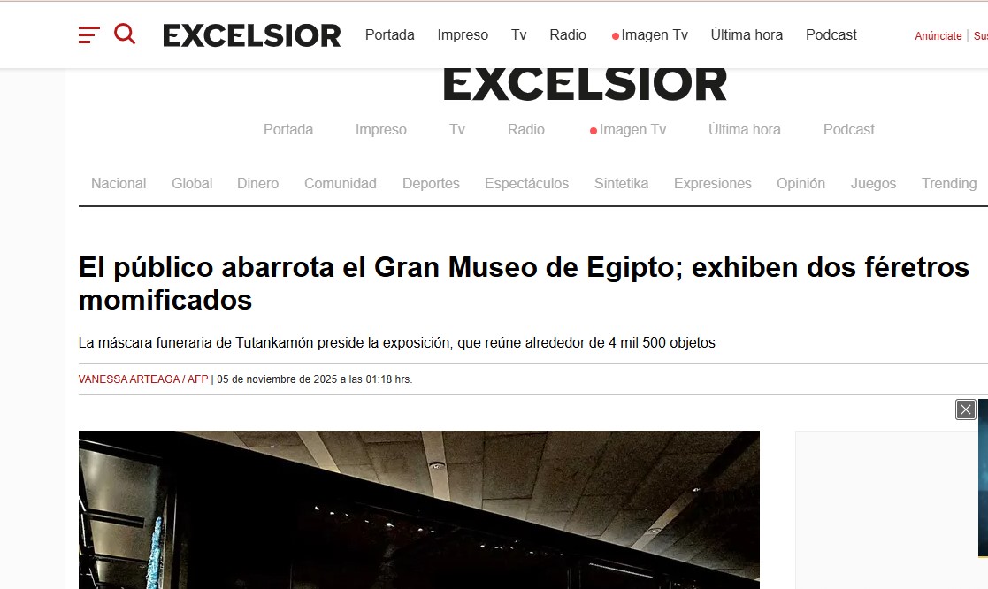 صحيفة مكسيكية تبرز المتحف المصرى الكبير صحيفة مكسيكية تبرز المتحف المصرى الكبير