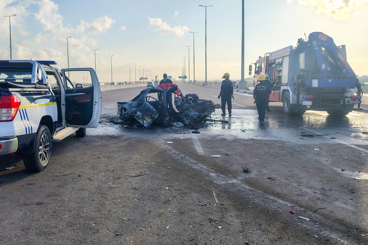 حريق سيارة غرب الإسكندرية