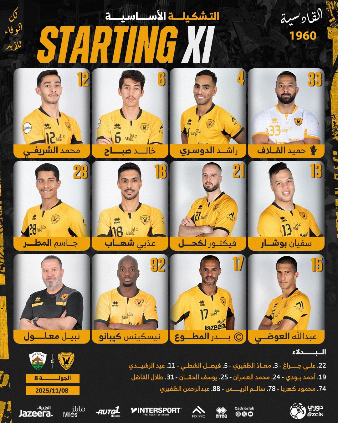 تشكيل القادسية الكويتى أمام الجهراء