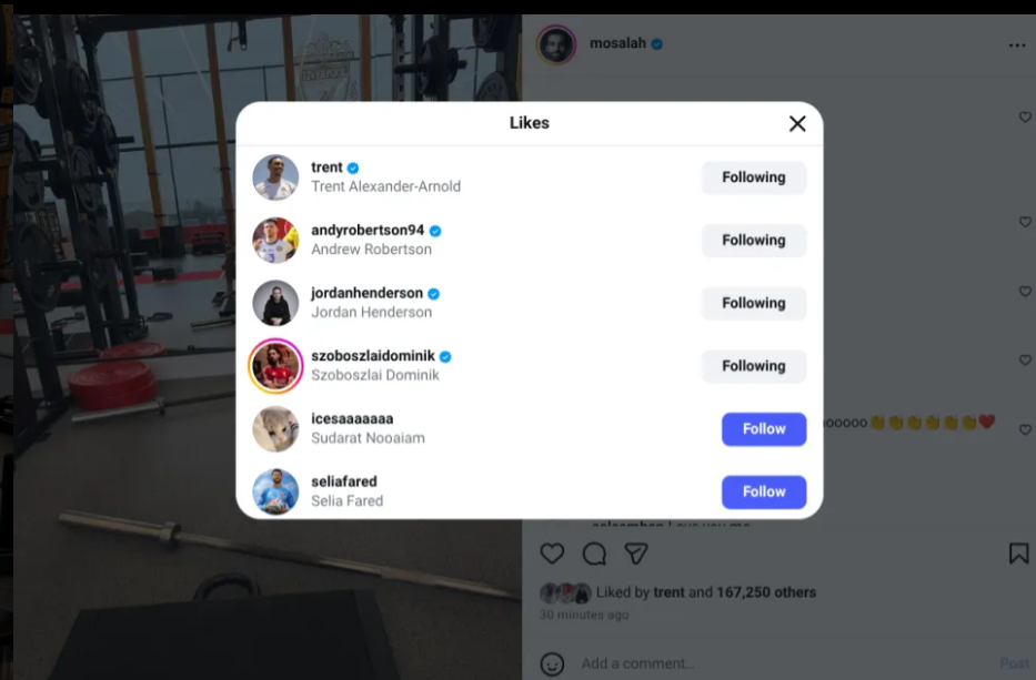 منشور محمد صلاح ينال إعجاب زملائه منشور محمد صلاح ينال إعجاب زملائه