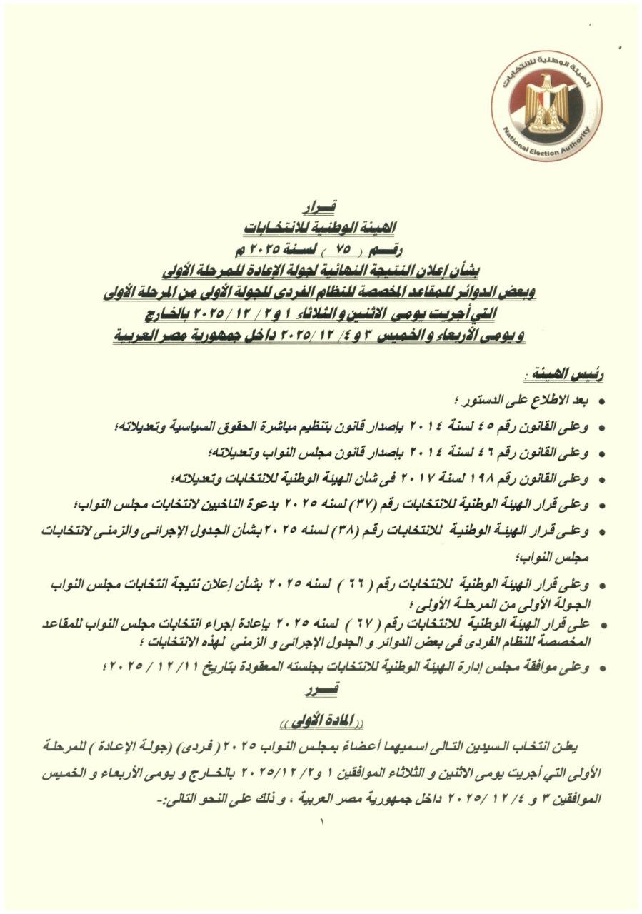 نتائج انتخابات الـ 19 دائرة الملغاة (5)