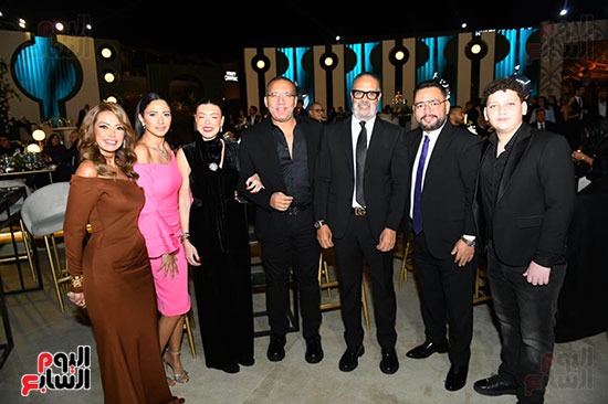 خالد صلاح وزوجته شيريهان ابو الحسن فى جفل زفاف ابنة محمد هنيدى