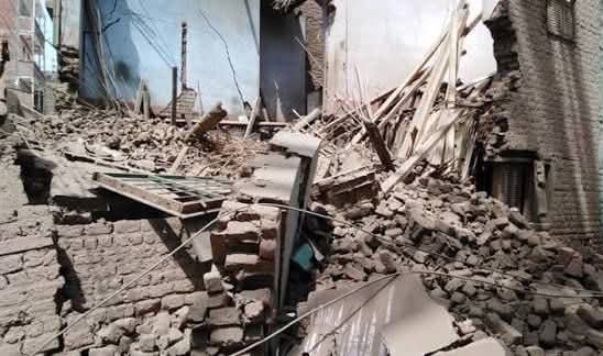 موقع الإنهيار الجزئي لمنزل بقرية الدير جنوب الأقصر