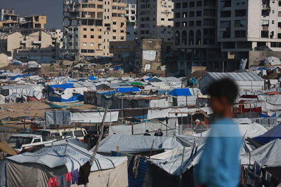 مشهد لخيام النازحين فى غزة مشهد لخيام النازحين فى غزة