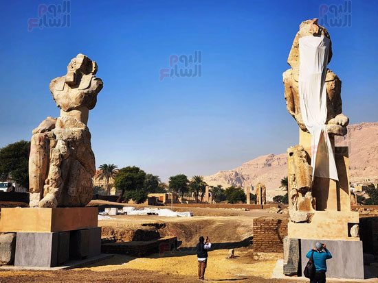 تنصيب-تماثيل-الملك-أمنحتب-الثالث-في-معبد-ملايين-السنين-بالبر-الغربى-(3)