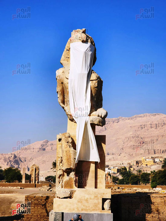 تنصيب-تماثيل-الملك-أمنحتب-الثالث-في-معبد-ملايين-السنين-بالبر-الغربى-(13)