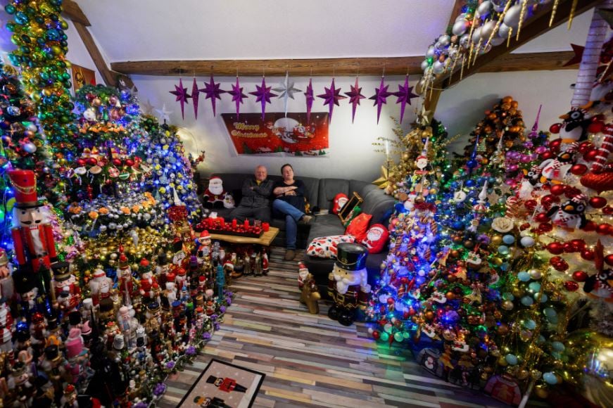 زوجان ألمانيان يحطمان الرقم القياسي العالمي لعدد أشجار عيد الميلاد في المنزل (1)