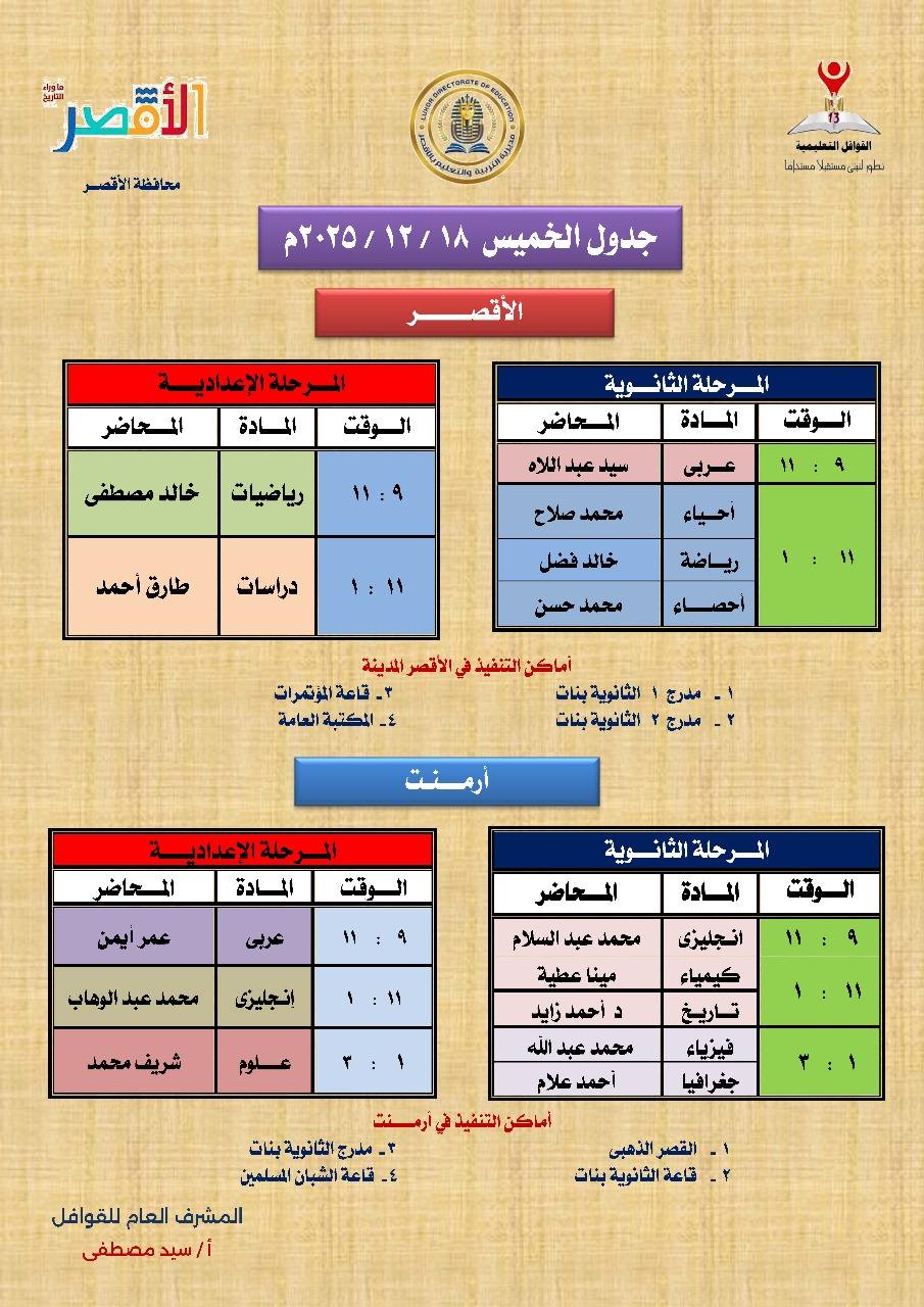 جدول الخميس للقوافل فى الأقصر وأرمنت_1