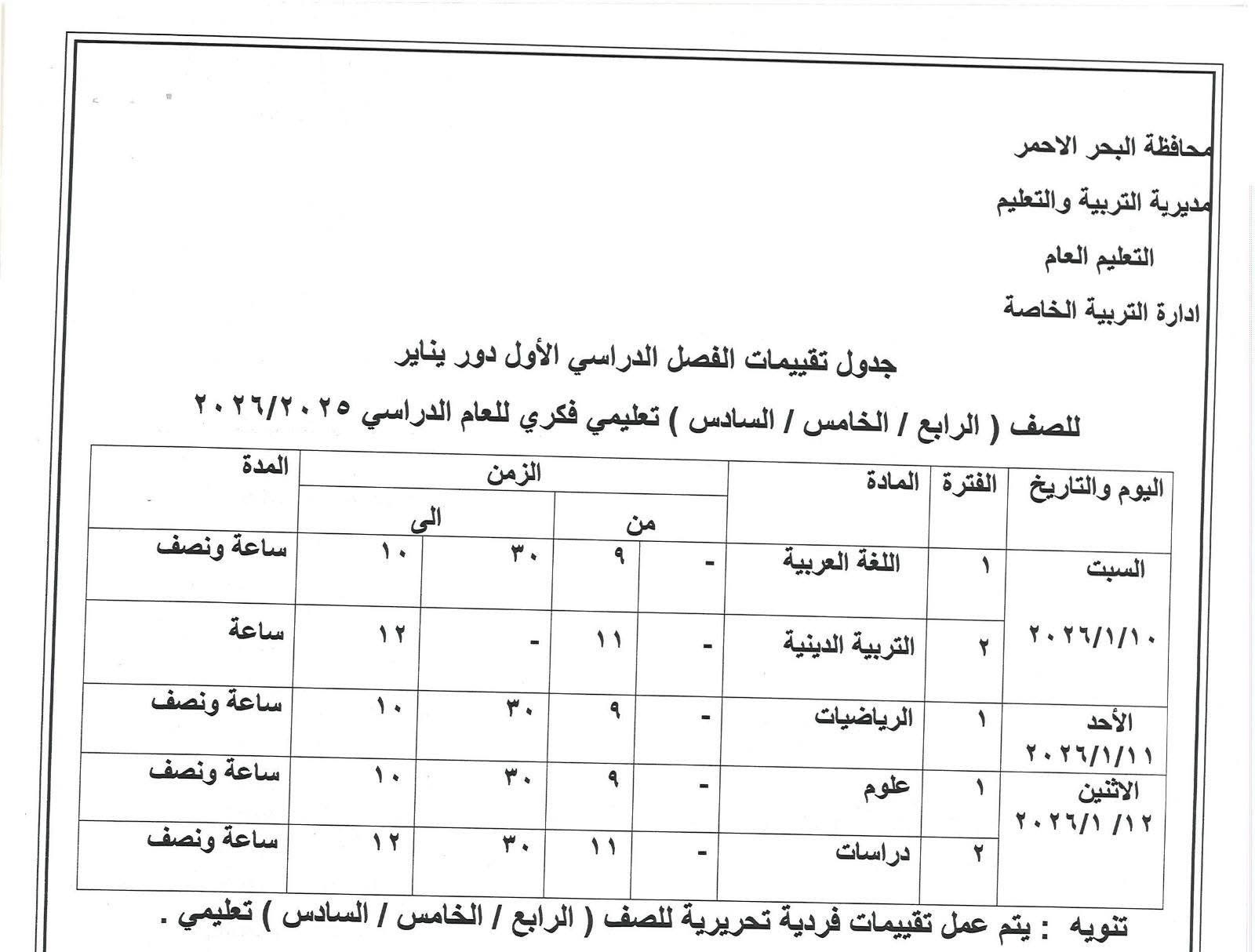 مواعيد امتحانات الفصل الدراسى الأول (13)