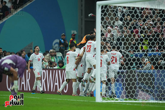 احتفال لاعبى الأردن بالهدف احتفال لاعبى الأردن بالهدف