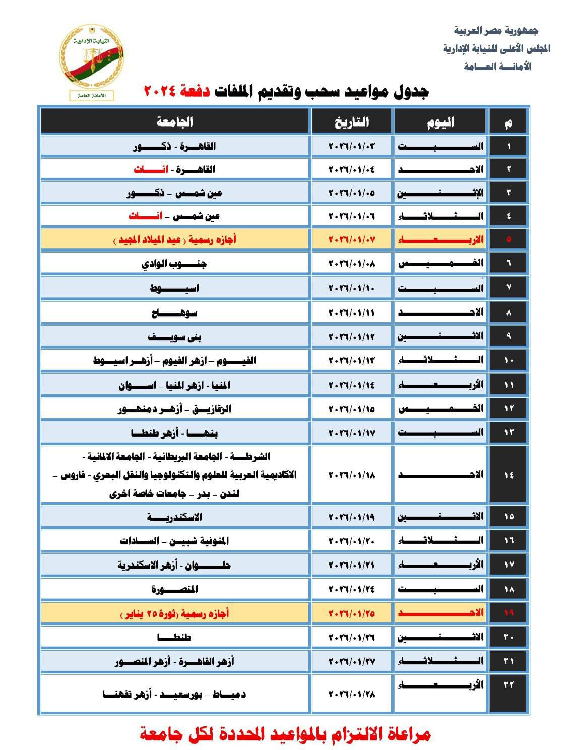 مواعيد سحب وتقديم ملفات مسابقة معاون نيابة لدفعة 2024