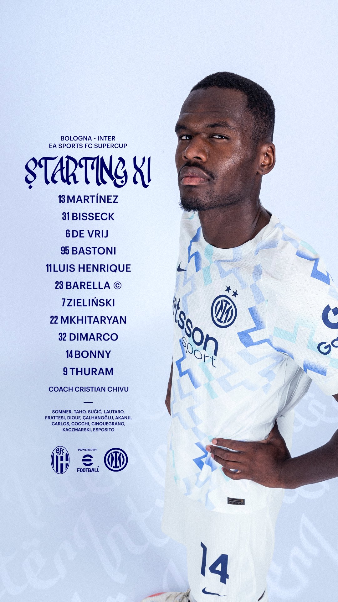 تشكيل انتر ميلان ضد بولونيا