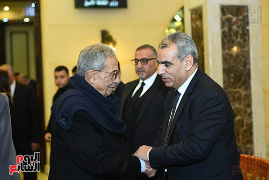 عمرو موسى فى عزاء محمد صابر عرب