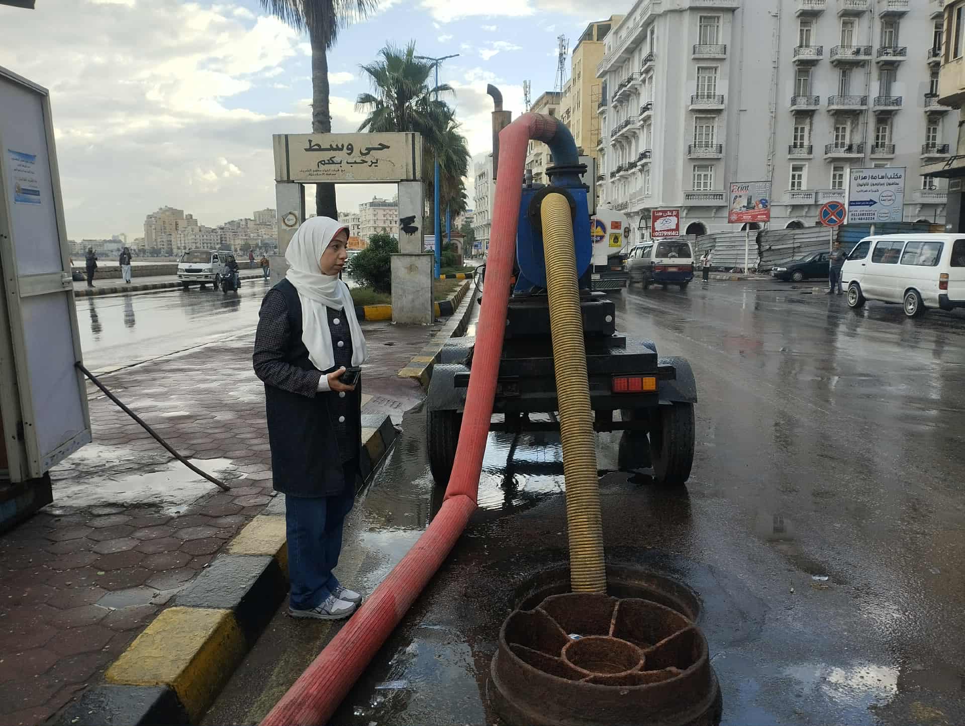 متابعة شركة الصرف الصحي للأمطار الغزيرة بالإسكندرية