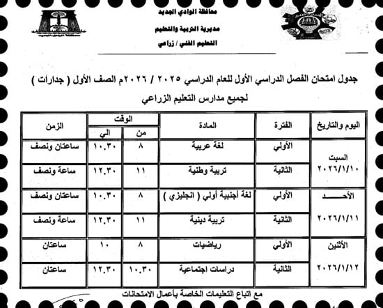موعد امتحانات الترم الأول لصفوف النقل والإعدادية بالوادى الجديد (36)