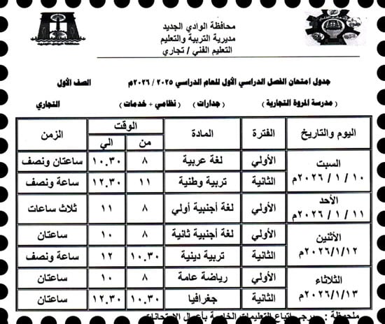 موعد امتحانات الترم الأول لصفوف النقل والإعدادية بالوادى الجديد (27)