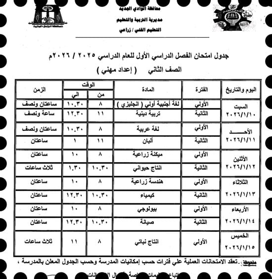 موعد امتحانات الترم الأول لصفوف النقل والإعدادية بالوادى الجديد (41)
