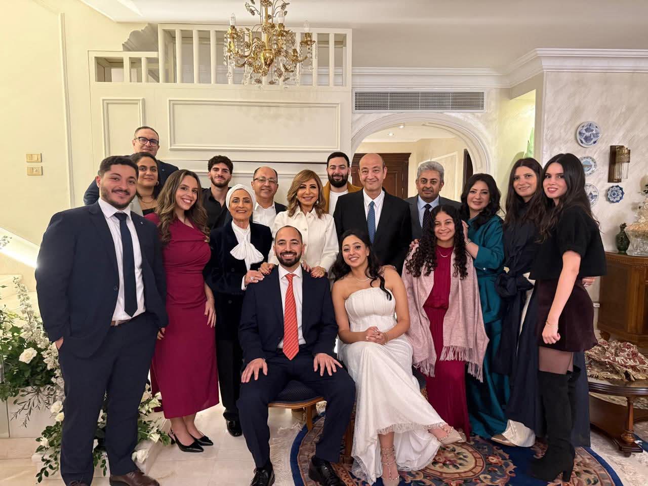 عمرو اديب ولميس فى خطوبة ابنهم نور