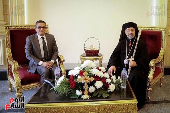الأنبا إبراهيم إسحاق بطريرك الأقباط الكاثوليك والكاتب الصحفى عبدالفتاح عبدالمنعم رئيس تحرير اليوم السابع