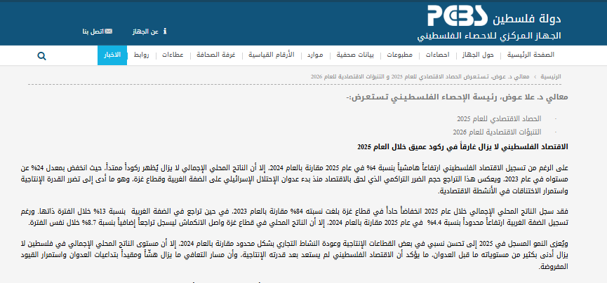 تقرير الجهاز المركزي الفلسطيني للإحصاء