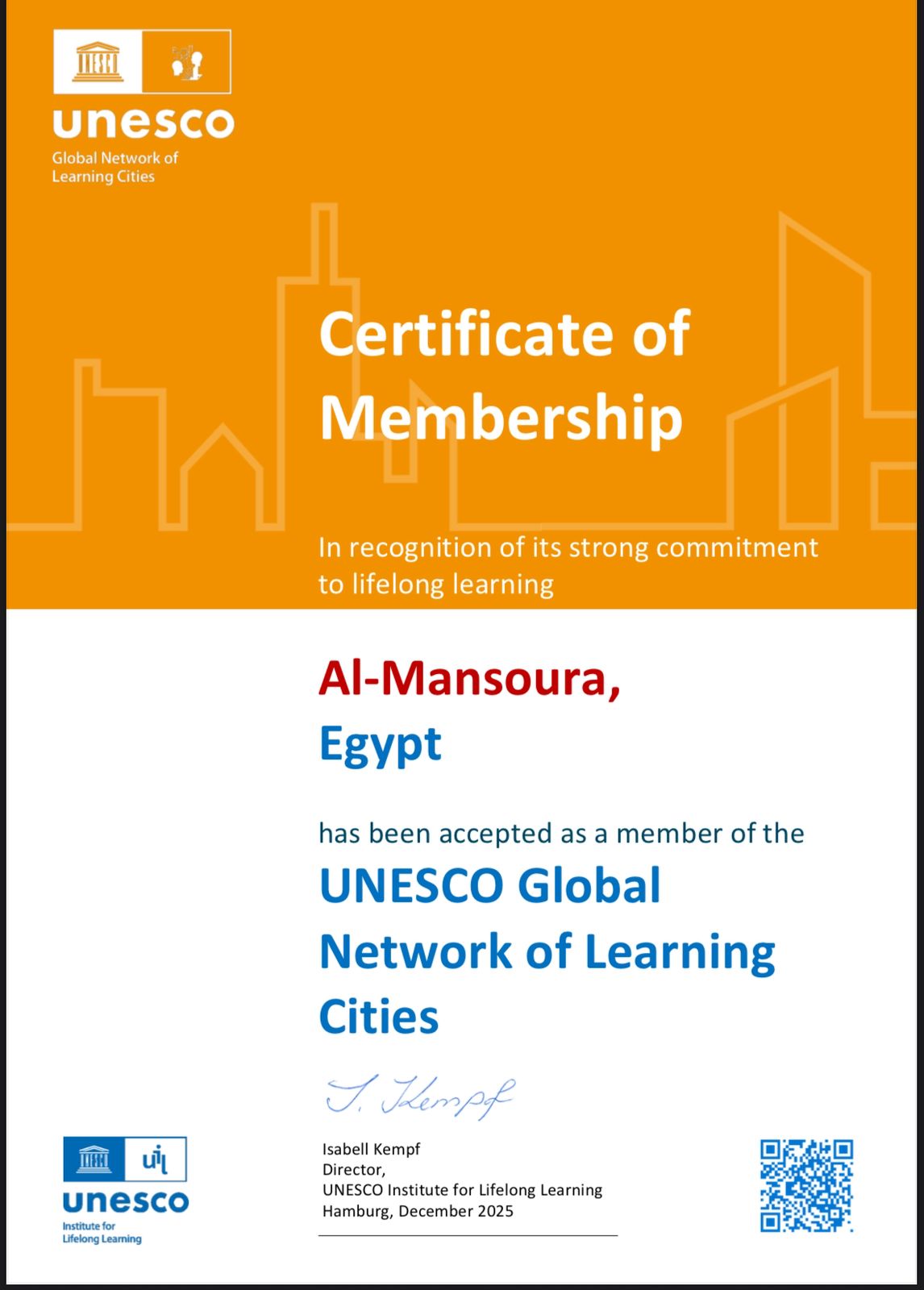 انضمام المنصورة إلى الشبكة العالمية لمدن التعلم انضمام المنصورة إلى الشبكة العالمية لمدن التعلم